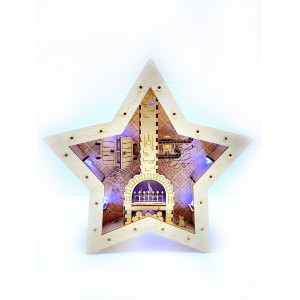 Dekoratif Lazer Kesim Işıklı Ahşap Yıldız Yılbaşı Figürü