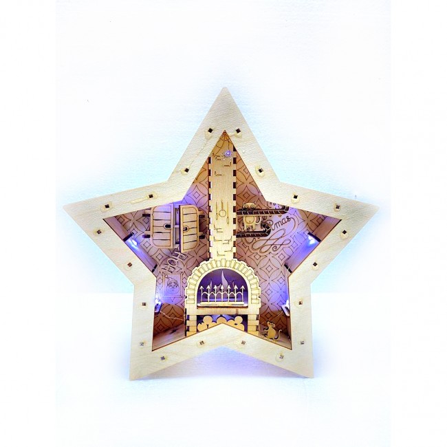 Dekoratif Lazer Kesim Işıklı Ahşap Yıldız Yılbaşı Figürü